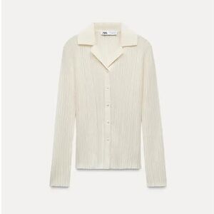 Zara Cream Semi Sheer Button Top